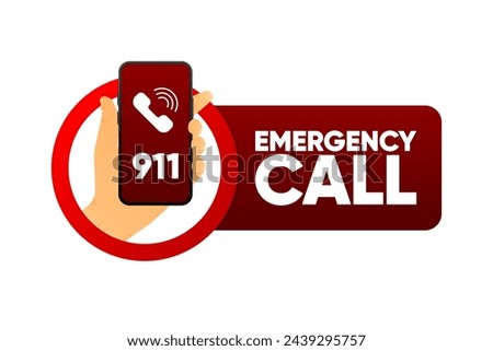 Emergency Call label. SOS emergency call. 911 calling. Hotline concept. Vector Illustration.