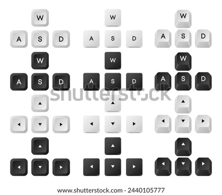 Computer key combinations. Set of key combinations. Command set icons. Computer keyboard button set. Vector Illustration.