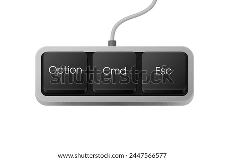 Option Cmd Esc button combination. Computer Keyboard. Word on pc computer keyboard. Vector illustration.
