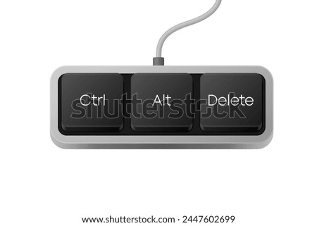 Ctrl Alt Delete button combination. Computer Keyboard. Word on pc computer keyboard. Vector illustration.