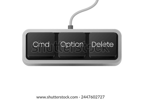Cmd Option Delete button combination. Computer Keyboard. Word on pc computer keyboard. Vector illustration.