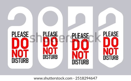 Do Not Disturb Sign. Warning message. Hotel Door Hanger. Maintenance Service. Vector illustration.