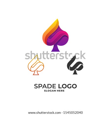 Letter S Spade with Circle, Colorful Style Design Vector Illustrations. it is suitable for the casino industry, the night world, card games, and other industries.