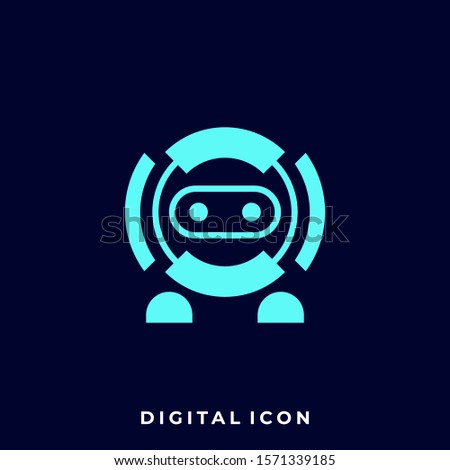 Robot Digital Icon Modern Art Style Illustration Vector Template. Suitable for Creative Industry, Multimedia, entertainment, Educations, Shop, and any related business