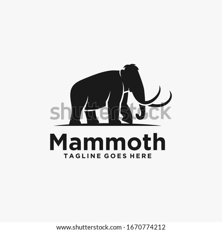 Vector Logo Illustration Elephant Silhouette Style.