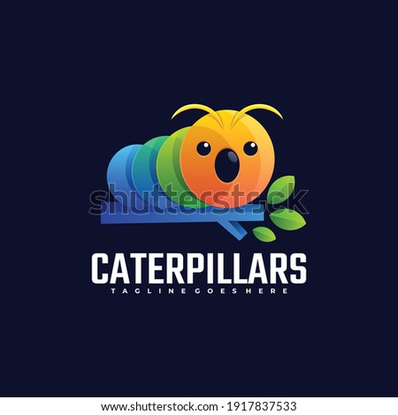 Vector Logo Illustration Caterpillar Gradient Colorful Style.