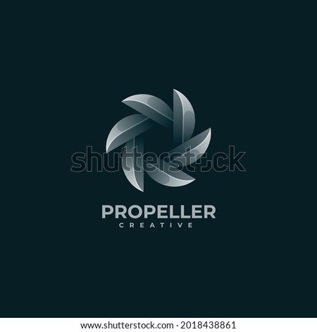 Vector Logo Illustration Propeller Gradient Colorful Style.