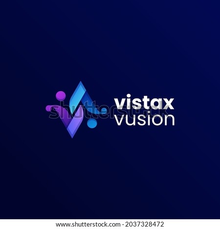 Vector Logo Illustration Letter V Gradient Colorful Style.