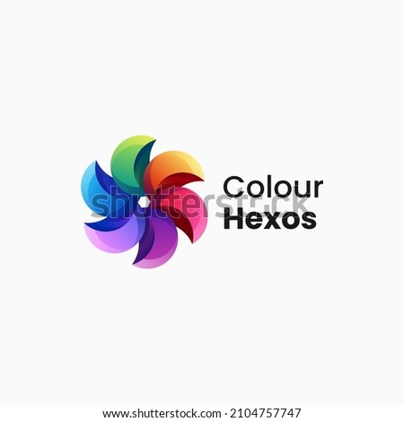 Vector Logo Illustration Hexos Gradient Colorful Style.