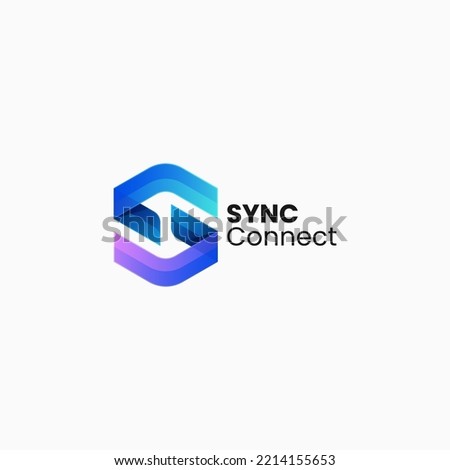 Vector Logo Illustration Sync Gradient Colorful Logo.