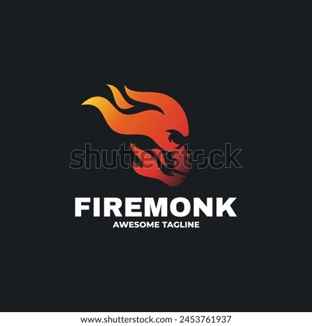 Vector Logo Illustration Fire Monkey Gradient Colorful Style.