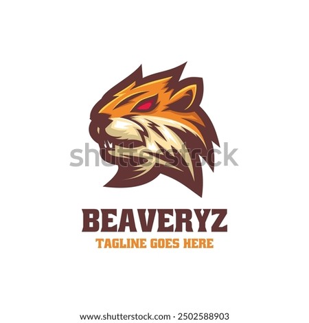 Vector Logo Illustration Beaver Simple Mascot Style.