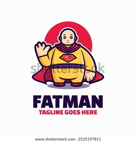 Vector Logo Illustration Fatman Mascot Cartoon Style