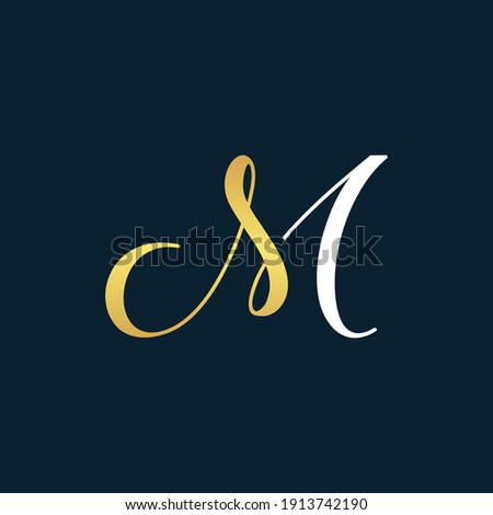 MS or SM Initial handwriting logo vector