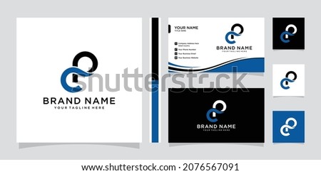 initial letter logo CP, PC, template logo design vector with business card design.