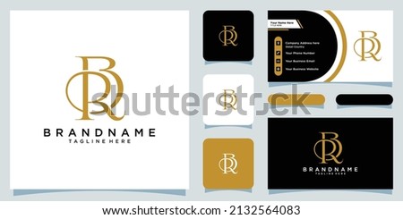 Alphabet letters Initials Monogram logo BR or RB with business card design