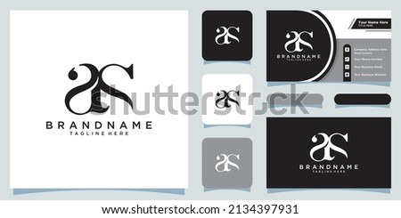 Alphabet letters Initials Monogram logo AS, SA, A and S with business card design Stok fotoğraf © 