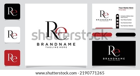 Initial Letter RE Logo Design Template Vector with business card design 商業照片 © 