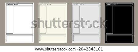 A4 size Cornell note. There are four templates with white, cream, gray and black.