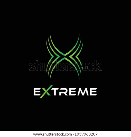 Extreme logo design. Letter X logo design. Creative typography x letter. Green spider abstract icon. Symbol for extreme sports - Vector