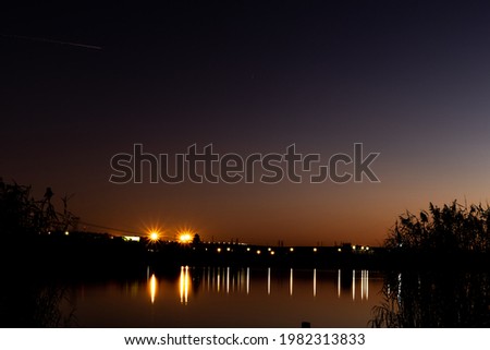 Image, Stock Photo Calm Rietvlei Dam water at night