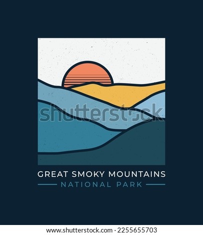 Great Smoky Mountains National Park design vector line art outdoor for t-shirt, apparel and more