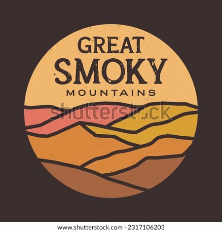 Great Smoky Mountains National Park, mountain hill Retro vibes vector for T-shirt, poster etc.