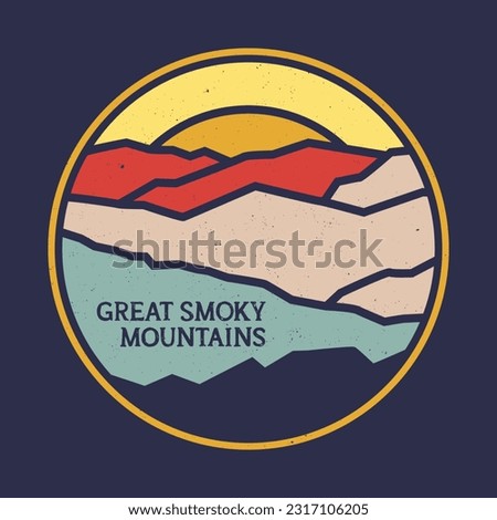 Great Smoky Mountains, National Park vector print illustration Line Art style