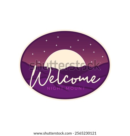 mountain view with moon at night badge emblem logo design vector illustration