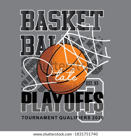 basketball, stay playoffs with illustration of basketball in net, typography - vector