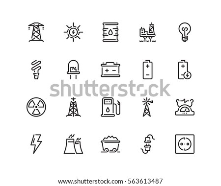 Energy icon set, outline style
