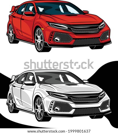 Vector City Cars Red and White 1