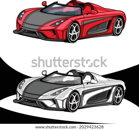 European Sport Cars Red Black and White