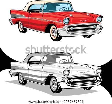 American Classic Muscle Cars Red Black and White
