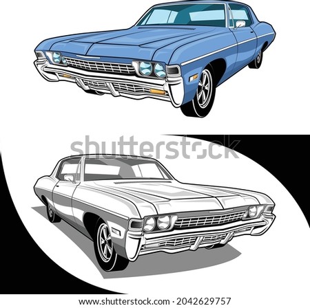 American Classic Muscle Cars Light Blue and White