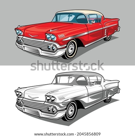 American Classic Muscle Cars Red Black and White 2