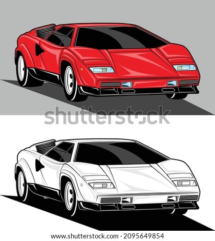 European Classic Sport Cars Red Black and White 2