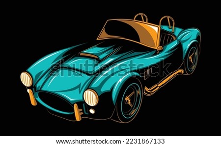 Abstract American Classic Sport Car. Glow, Shine and Neon Effect