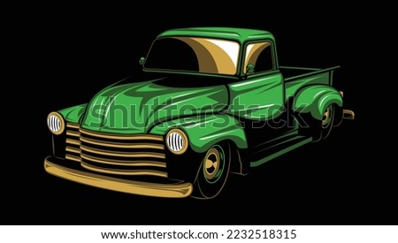 Abstract American Classic Pick Up Truck. Glow, Shine and Neon Effect