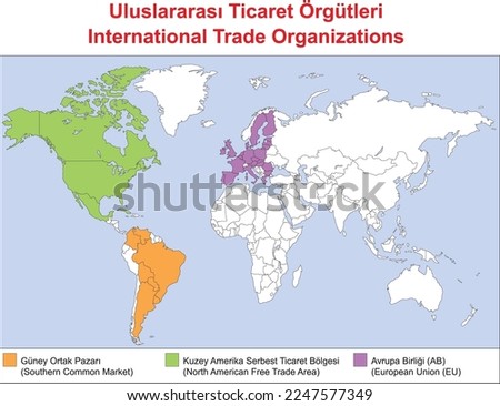 International Trade Organizations Map, illustrator