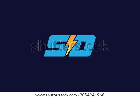 Letter SD logo with Lightning bolt icon, Power Energy Logo design, Alphabet D and S with electric bolt Zdjęcia stock © 
