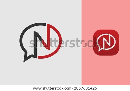 Letter N monogram with a bubble chat icon. Alphabet N Talking and chatting and consultancy logo concept.  Foto stock © 