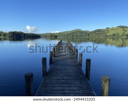 Similar – Foto Bild See mit Holzsteg in der Abenddämmerung