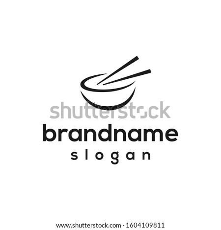 bowl and chopsticks logo design vector