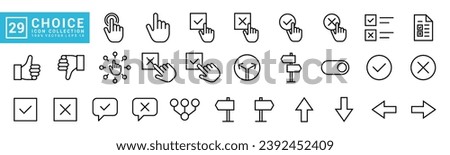 Collection of choice icons, selection, option, dilemma, yes or no, decision, preference, editable and resizable EPS 10