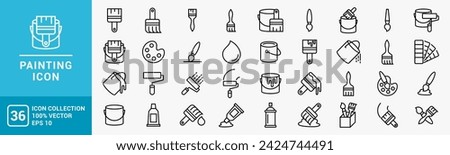 Collection of painting related icons, various painting tools, paint icons icon template editable resizable EPS 10