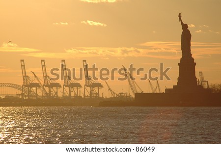 Statue of Liberty as seen from downtown Manhattan. New York