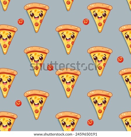 seamless pattern of cute pizza slice