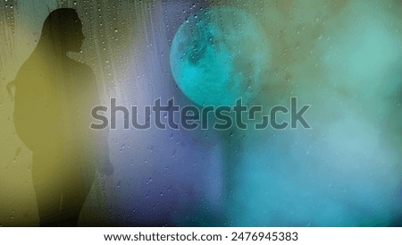 Similar – Image, Stock Photo Woman behind wet glass in shower