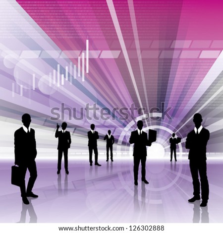 Vector conceptual business virtual background with business people. All elements in separated layers easy to turn off